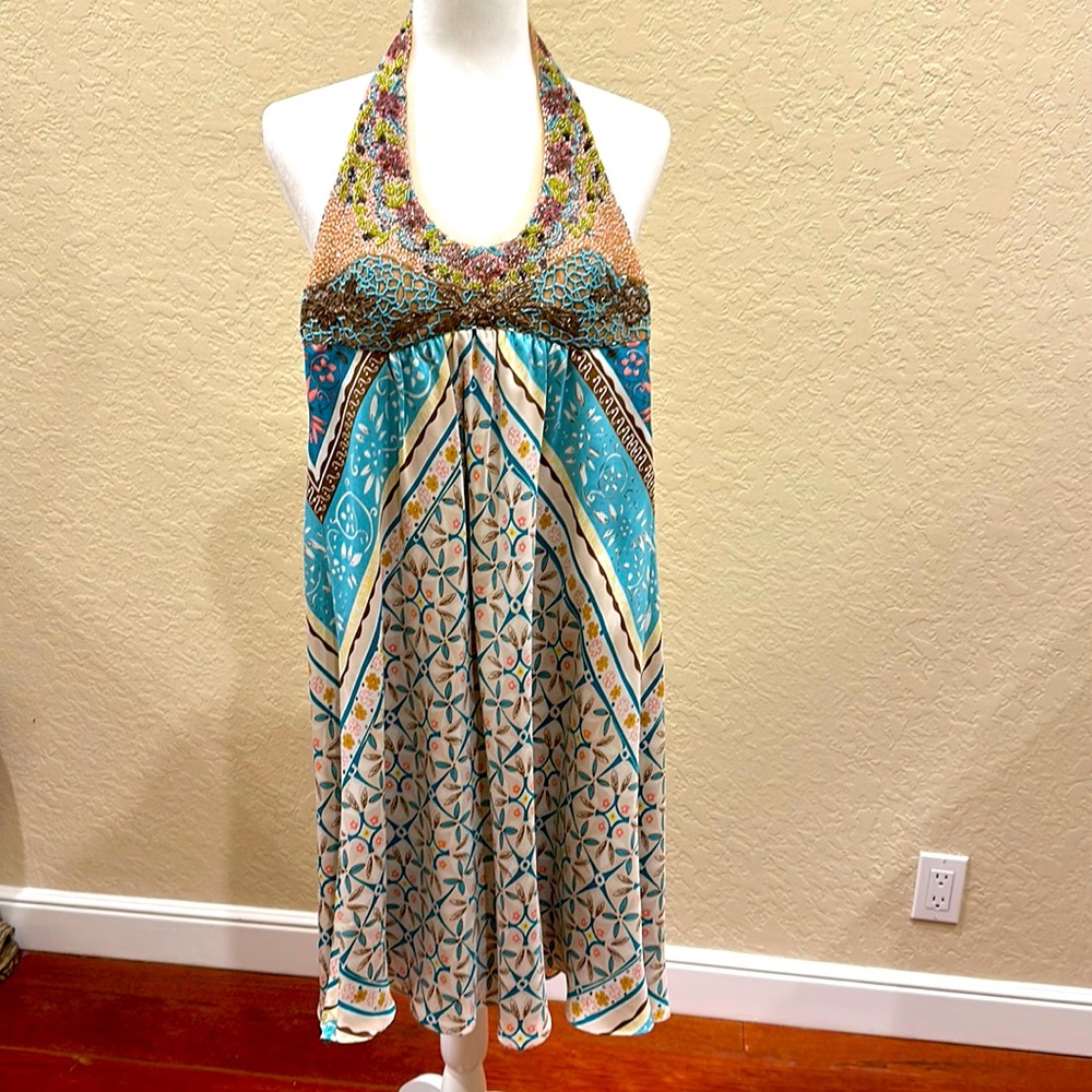 Nicole Miller Cocktail Dress- multi color beaded